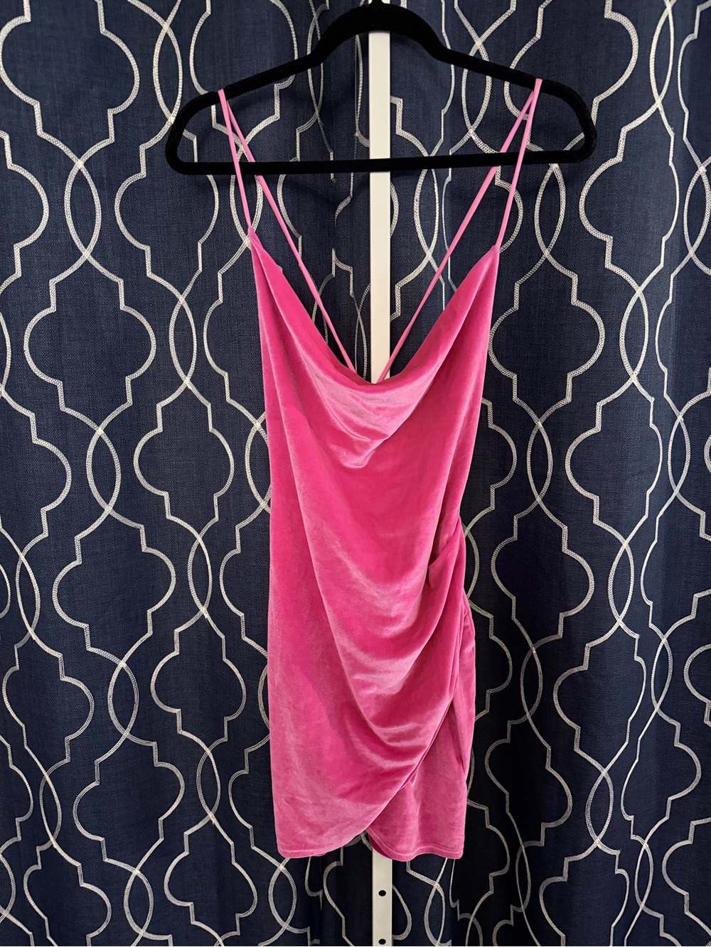 Lucy in the Sky Hot Pink Velvet Cowl Neck Camisole Dress